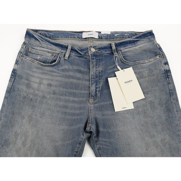 OVADIA Mens Paint Light PAINT SPLATTER Skinny Fit Mid Rise Stretch Jeans 38 NWT - Picture 2 of 5